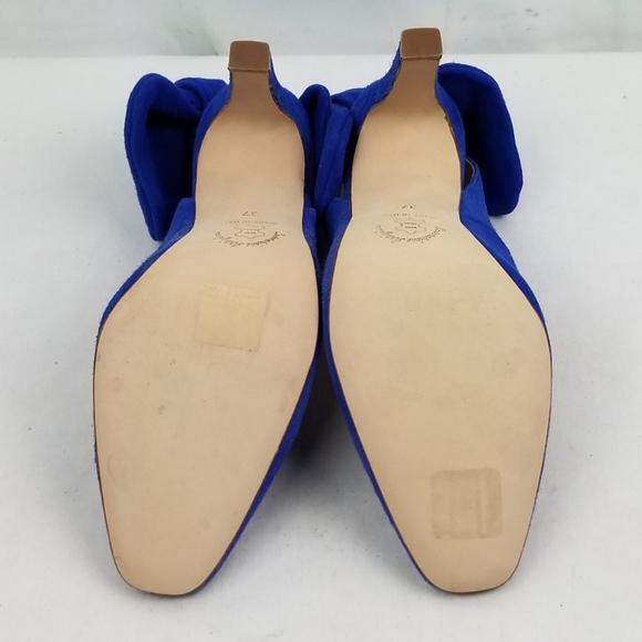 Carven Blue Suede Razor Block Heels Pumps Sandals size 37 - Picture 8 of 10